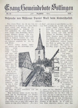 Cover page of Evang. Gemeindebote Sllingen / Titelseite des Evang. Gemeindebote Sllingen