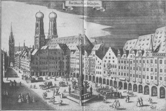 Mnchen, Marktplatz mit Frauendom, Topographia Bavariae