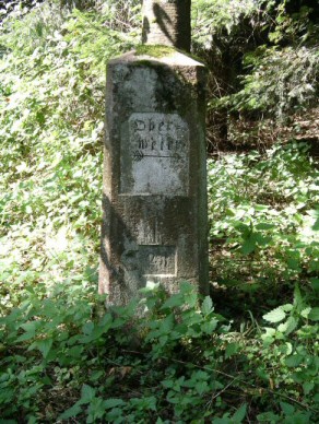 Wegweiser im Wald bei Oberweier