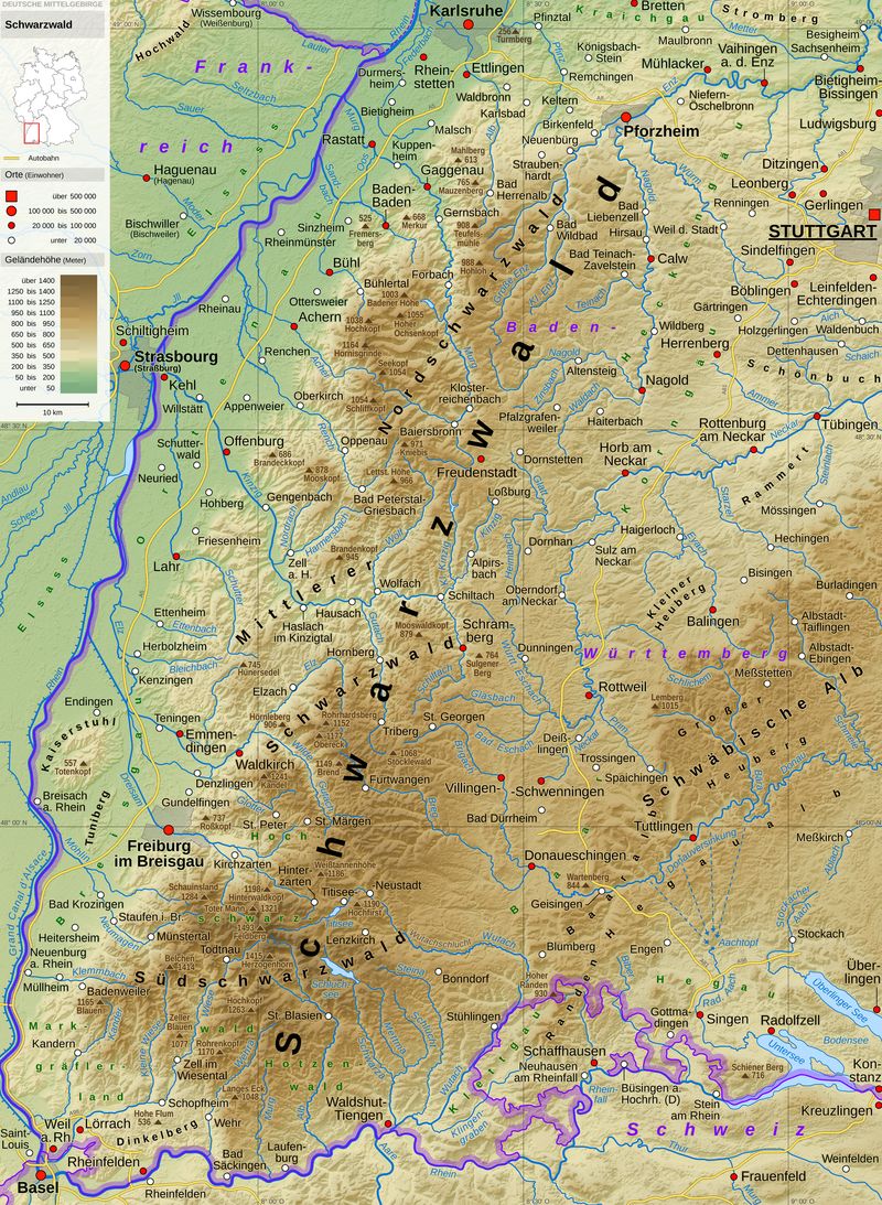 Schwarzwald topografisch